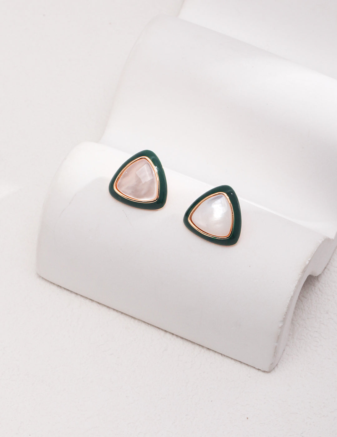 French sterling silver with mother shell earrings/ emerald stone