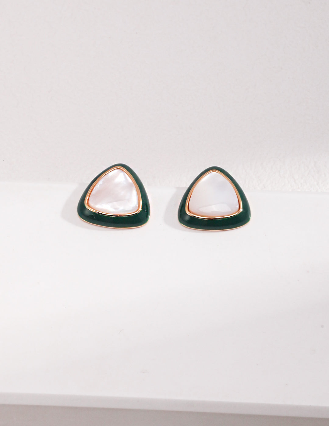 French sterling silver with mother shell earrings/ emerald stone