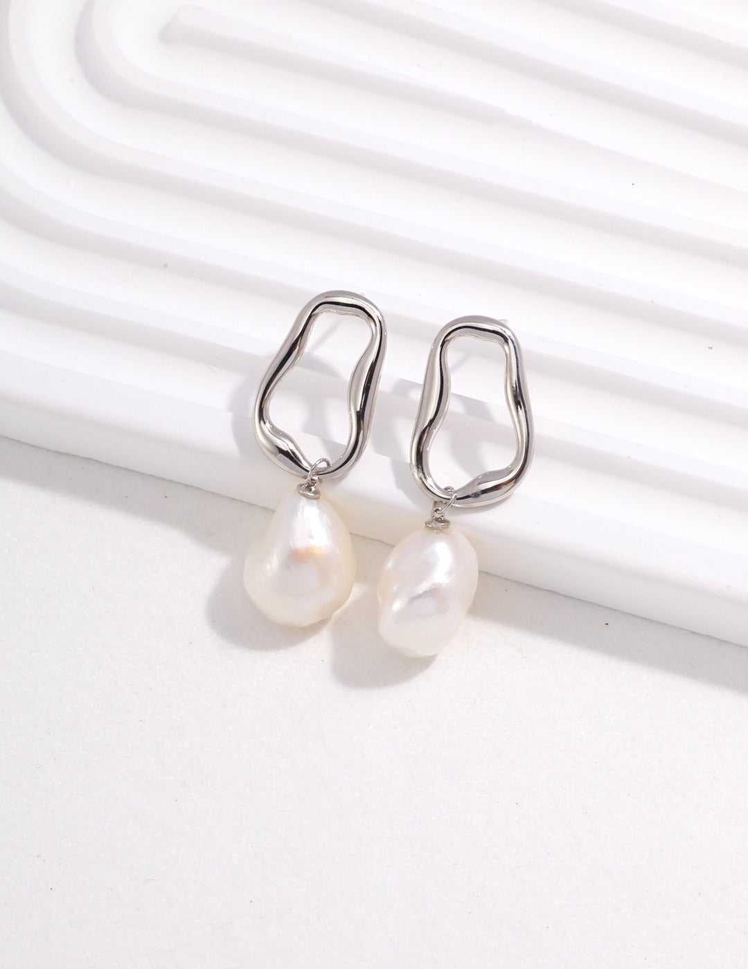 Baroque shaped pearl earrings