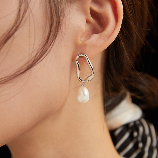 Baroque shaped pearl earrings